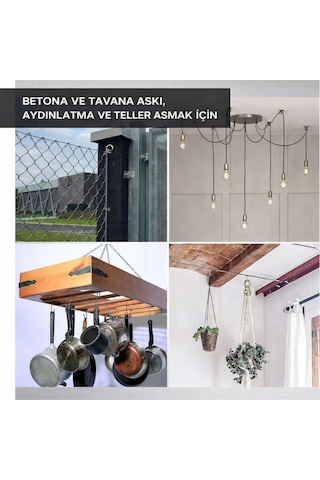 Kancalı Çelik Dübel M8 Kapalı Ağız 5 Adet Salıncak Boks Torbası Avize Tavan Asma 8