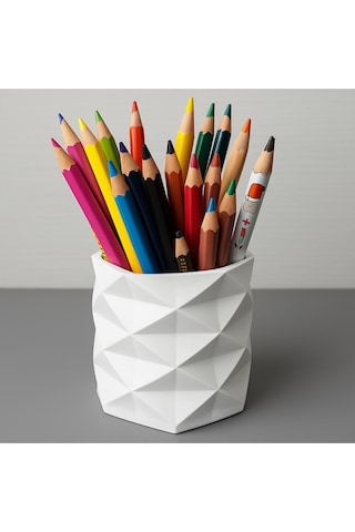 Geometrik Desenli 3d Baskı Kalemlik & Vazo Modern Ve Şık Tasarım