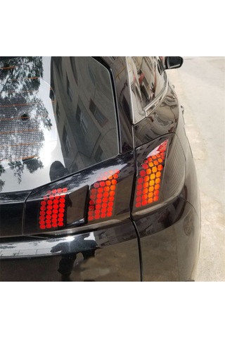 Singree Evrensel Araç Stop Lambası Sticker - Siyah Pvc Bal Peteği Desenli Yapışkanlı