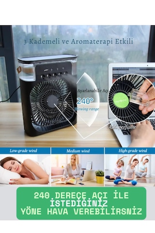 Arell Taşınabilir 600ml Buzlu Buharlı 5 Spreyli Mini Buzlu Fan