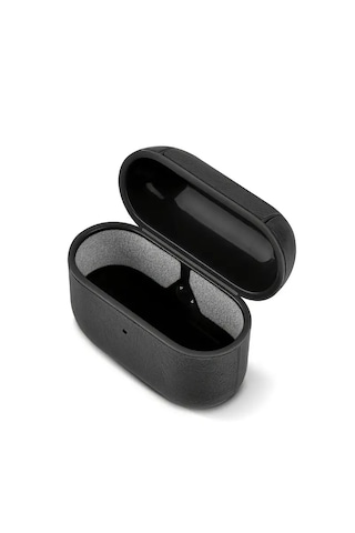 Apple Uyumlu AirPods Pro 3 2025 Lüx Deri Suni Deri Kılıf 360 Koruma+kanca Siyah