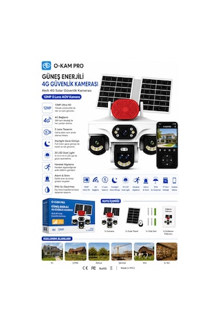 Ok-500premıum4g 12mp 4g Sım Kartlı Solar 5 Lens Gece Görüşlü Güvenlik Kamerası Beyaz - 913736126 Ok-500premıum4g 12mp 4g Sım Kartlı Solar 5 Lens Gece Görüşlü Güvenlik Kamerası Beyaz - 913736126