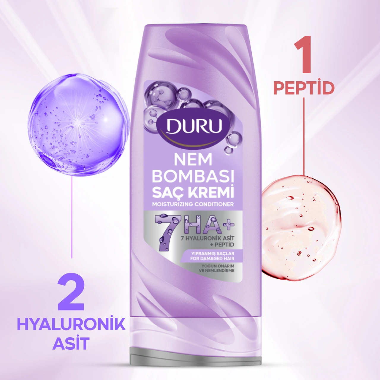 Duru Nem Bombası Yıpranmış Saçlar İçin Yoğun Onarıcı Ve Nemlendirici Saç Kremi 2x385 Ml