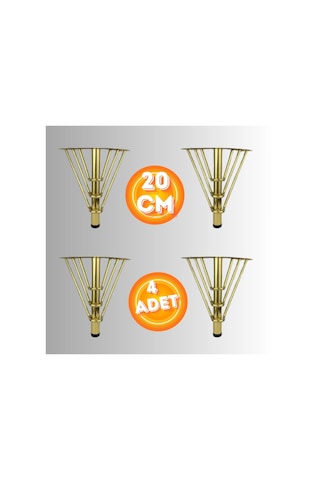 20 Cm Metal 3 Telli Koltuk Ayağı Mobilya Ayağı Ünite Ayağı Konsol Ayağı Puf Berjer Ayağı 4 Adet Gold