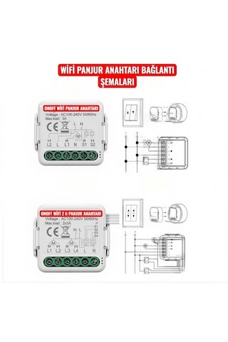 Tuya Destekli Akıllı Wifi Panjur Anahtar Modülü