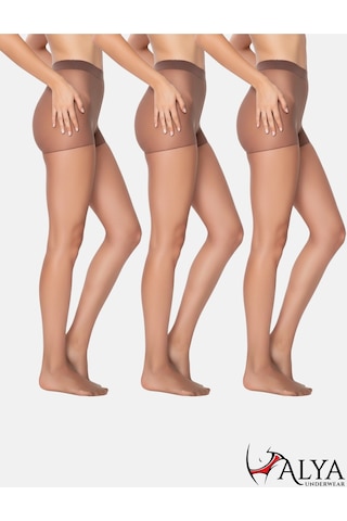 Alya Underwear Kadın Külotlu Çorap, Parlak İnce, 15 Denye, Fit, 3'lü Paket, Mürdüm Mürdüm 67