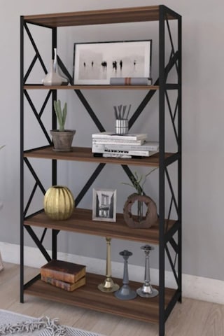 30 Cm 5 Raflı Metal Kitaplık Kitaplık Klasik 151 Cm Metal Kahverengi 5 Metal 60 Cm Kahverengi