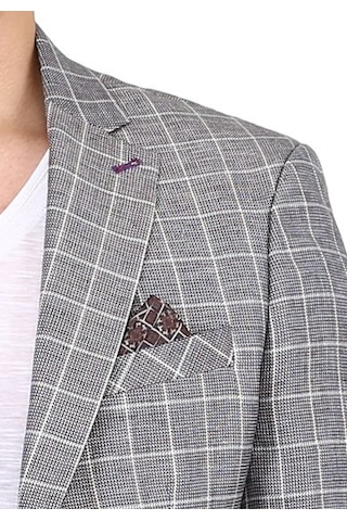 Sposo 5137 Dar Kalıp Kareli Bej Erkek Blazer Ceket Bej
