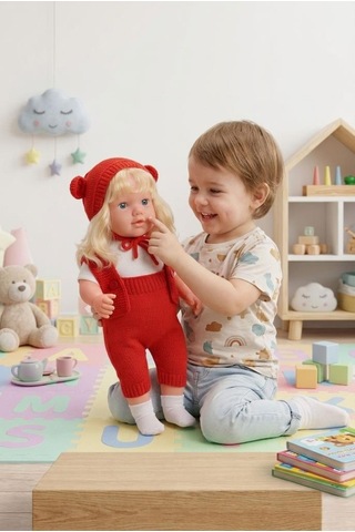 Konuşan Bebeğim 60 Cm Türkçe Konuşan Örgü Tulum Ve Şapkalı Kafası Bacakları Kolları Et Oyuncak Bebek 38675723