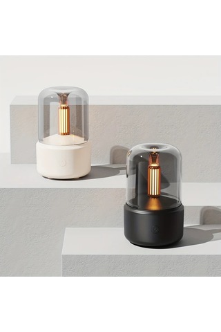 Techbloom Siyah Yükseltilmiş Ultrasonik Aromaterapi Lambası Yatak Başı Atmosfer Işığı Nemlendirici Ve Hava Temizleyici