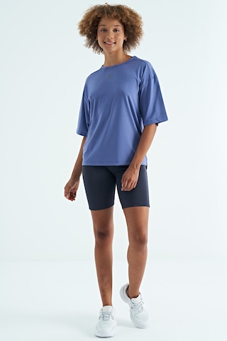 Tommy Life Eflatun O Yaka Baskı Detaylı Oversize Kısa Kol Kadın T-shirt - 97263 Eflatun