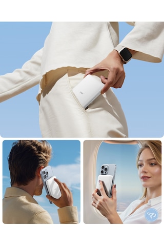 Halolock Qi2 10.000 Mah Magsafe Digital Powerbank Beyaz Siyah