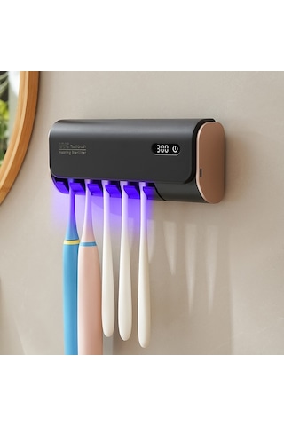 Mioji UV5F Pro 2600mah Şarj Edilebilir Uv Sterilizatörü Diş Fırçası Tutucusu Siyah Siyah