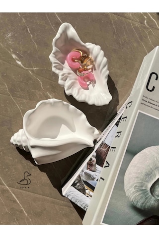Deniz Kabuğu Şeklinde Dekoratif Obje/mumluk 4 Lü 15-10 Cm