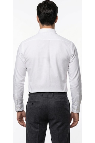 UKİ Uki Beyaz Düğmeli Yaka Comfort Fit Şamre Gömlek
