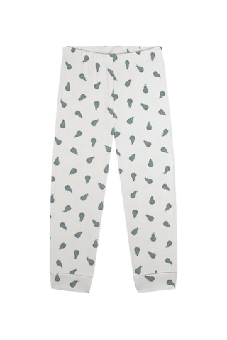 Antebies Organik Gri Yeşil Armut Desenli Beli Lastikli Uzun Kollu Erkek Çocuk Pijama Takımı
