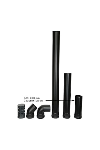 25 Cm Uzunluk Elektrikli Tam Otomatik Pelet Sobalara Uygun Pelet Soba Baca Borusu ( Çapı 80 mm)