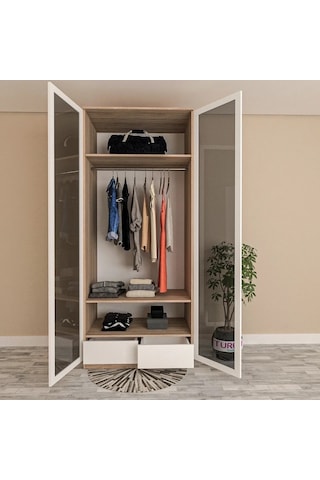 Elmas 2 Kapılı Reflekte Gardırop Mdf Sis Gri