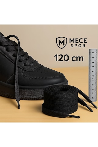 Mece Spor Spor Ayakkabı Bağcığı 120 Cm - 1 Çift Krampon Halı Saha Sneakers Uyumlu Siyah