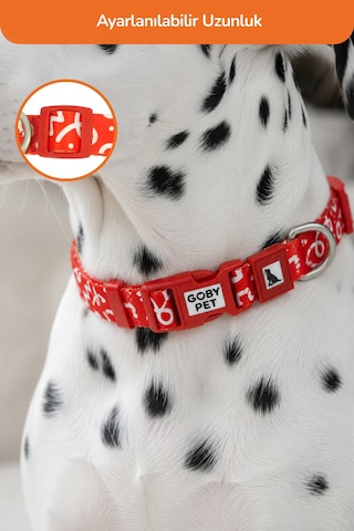 Köpekler İçin Dayanıklı Ve Güvenli, Desenli Boyun Tasması 25mm Kırmızı