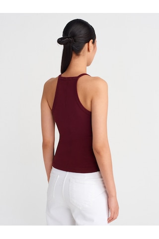 Dilvin 21106 Düğme Detaylı Askılı Atlet-bordo Bordo