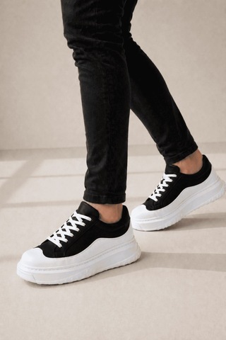 Aymood Jy507 Dara Bağcıklı Süet Cilt Erkek Günlük Sneaker Ayakkabı Scbt Siyah/beyaz