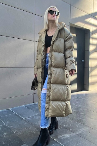 Madmext Mad Girls Haki Uzun Şişme Mont Mg1303-haki Haki