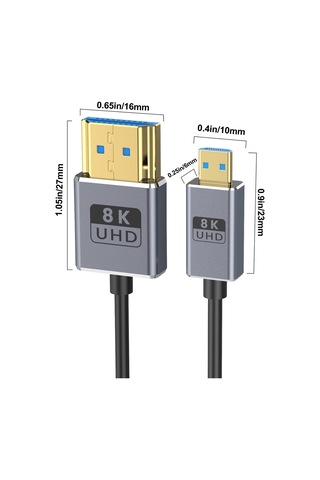 1.2m Koaksiyel Mikro Hdmı - Hdmı 8k Uhd 48gbps Video Bağlantı Kablosu, Stil: Düz Kafa