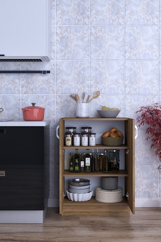 Rafineri Mokas Çok Amaçlı Dolap 2 Raflı Kapaklı Mutfak Balkon Banyo Ceviz