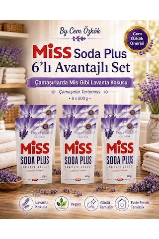 Miss Soda Plus Çamaşır Sodası 500 Gr Lavanta 6lı Set Tplm 3000 Gr