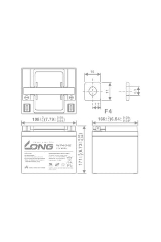 Long WP40-12 12 V 40 AH Bakımsız Kuru Akü