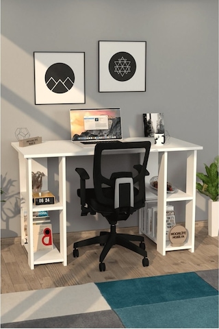 Moonlife Hipo Kitaplıklı Çalışma Masası Beyaz