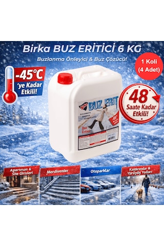 Birka Buz Eritici 6 Kg Buzlanma Önleyici Ve Buz Çözücü, -45 C, Magnezyum Klorürlü X 4 Adet 4'lü Set