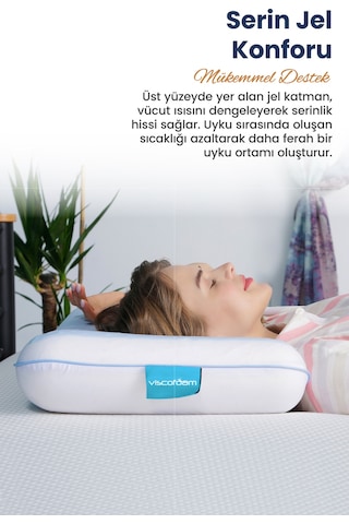Viscofoam Lüks Terletmeyen Ortopedik Yastık Serinleten Visco Yastık Jelli Yastık 60x40x11cm
