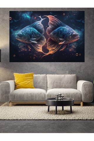 3d Balıklar Cam Tablo