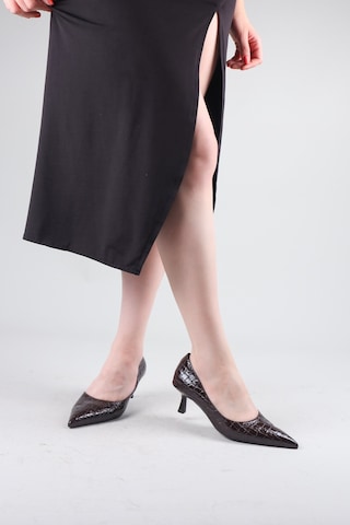 Birikon Belait Karnı Yarık Rugan Kroko Stiletto Kahverengi-8850