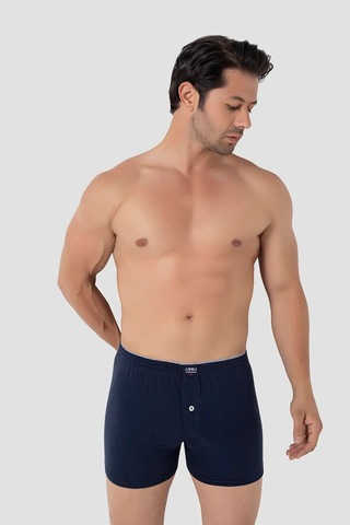 Astrid T Tekstil Ürün Normal Bel Hediyelik Eşya Erkek Lacivert Düğmeli Boxer 3'lü Paket %100 Pamuklu Penye