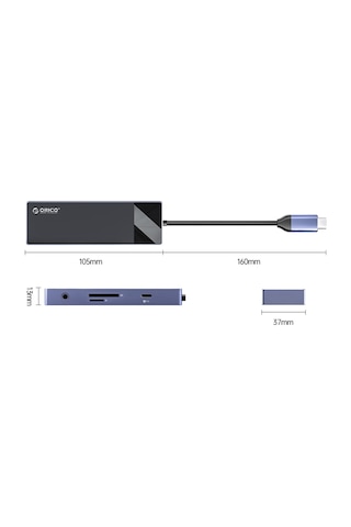 Orıco Type-c Pd100w 4k 30hz Hdmı 3.5mm Jak Sd Tf Kart Okuyucu 3 Usb Portlu Hub Çoklayıcı