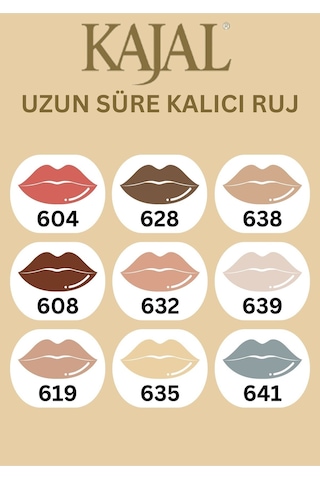 Kajal Uzun Süre Kalıcı Metalik Bej Ruj & Long Lasting Metallic Beige Lipstick 638 Metalik Bej