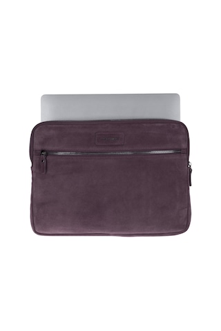 Burgundy Still Hakiki Süet Deri 13-14 İnç Macbook Uyumlu/laptop Kılıfı Bordo