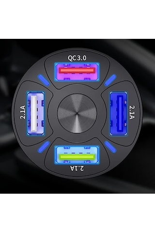 Blue Team Qc3.0 4- Port Çıkışlı Çoklu Usb Araç Şarjı Şarj Aleti 25w Pd Siyah