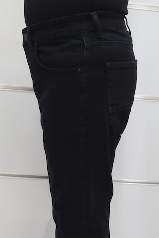 Hacker Dmctekstil Erkek Siyah Yüksek Bel Rahat Kesim Boru Paça Büyük Beden Jean Pantolon Siyah
