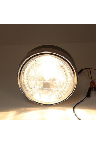 Besthome1 Retro Motosiklet Ön Farı - 8'lik Led Melek Halkalı, Çift Işık Seç, Abs+pc, Eco Enerji