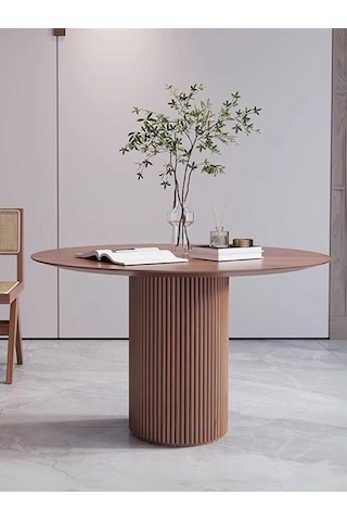 Breeze Yuvarlak Ahşap Bohem Masa 110x110 Beyaz