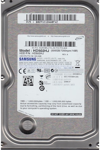 Samsung Uyumlu Spinpoint F3 Hd502hj 500 Gb 7200 Rpm 16 Mb 3.5 İnç Dahili Hard Disk