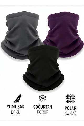 Qu-tex Qulothes 3 Lü Kombin Set Termal Polar Soğuk Geçirmez Bere & Boyunluk Unisex Kışlık Ayarlanabilir Çok Renkli