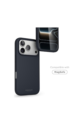 Vonmahlen Apple iPhone Uyumlu 17 Pro Max Soft Silikon Kılıf Lacivert
