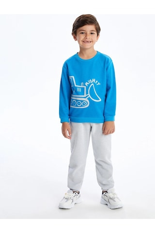 LC Waikiki Lcw Bisiklet Yaka Uzun Kollu Baskılı Erkek Bebek Sweatshirt Canlımavi