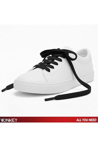 Wonkey Yassı Sneakers Spor Ayakkabı Bağcığı , Düz Bağcık , Yüksek Kaliteli Bağ, Spor Ayakkabılar İçin Premium Pamuk Bağı, Kaliteli Bağcık 1 Çift Siyah