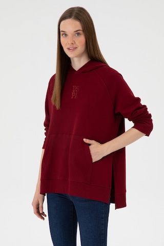 U.S. Polo Assn. Kadın Bordo Yırtmaçlı Kapüşonlu Sweatshırt 50313611-VR014